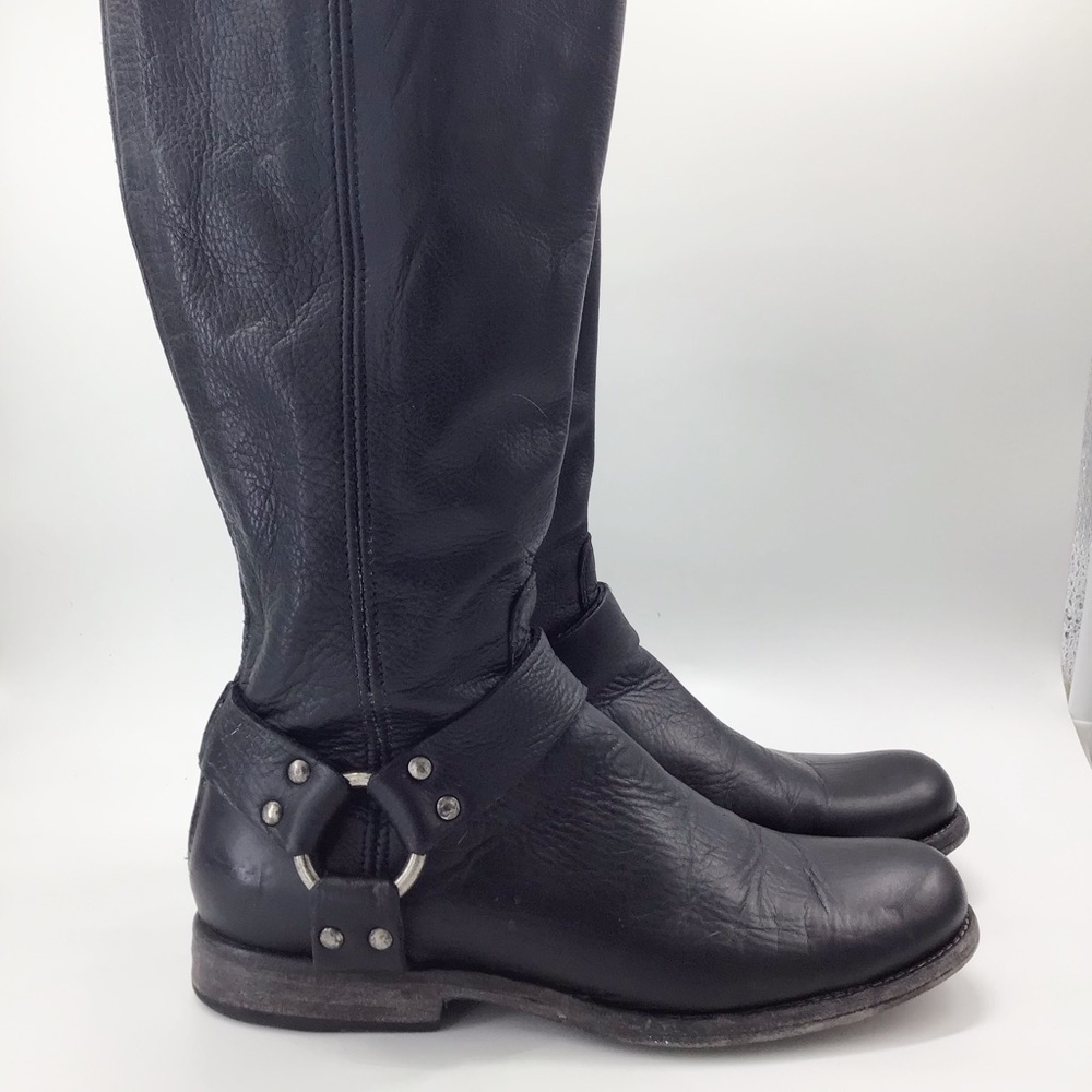 Frye Black Leather Knee-High Boots